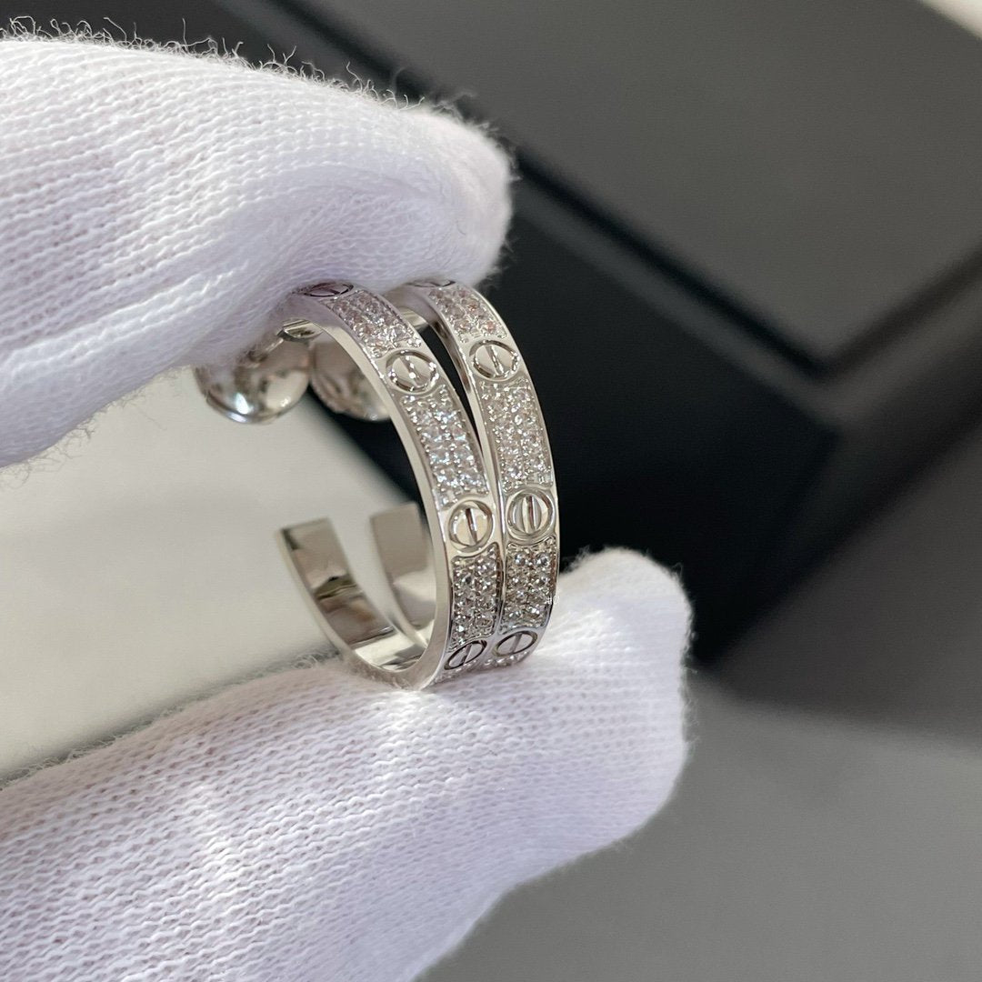 Mysitc LOVE DIAMOND SILVER HOOP EARRINGS