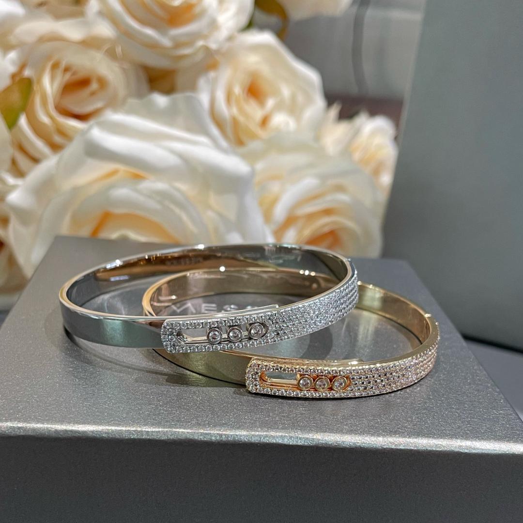 [Mystic ]Move Noa Rose Gold Pavé Diamond Bangle Bracelet