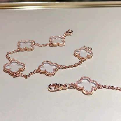 [Mystic]CLOVER 5 MOTIF ROCK CRYSTAL BRACELET