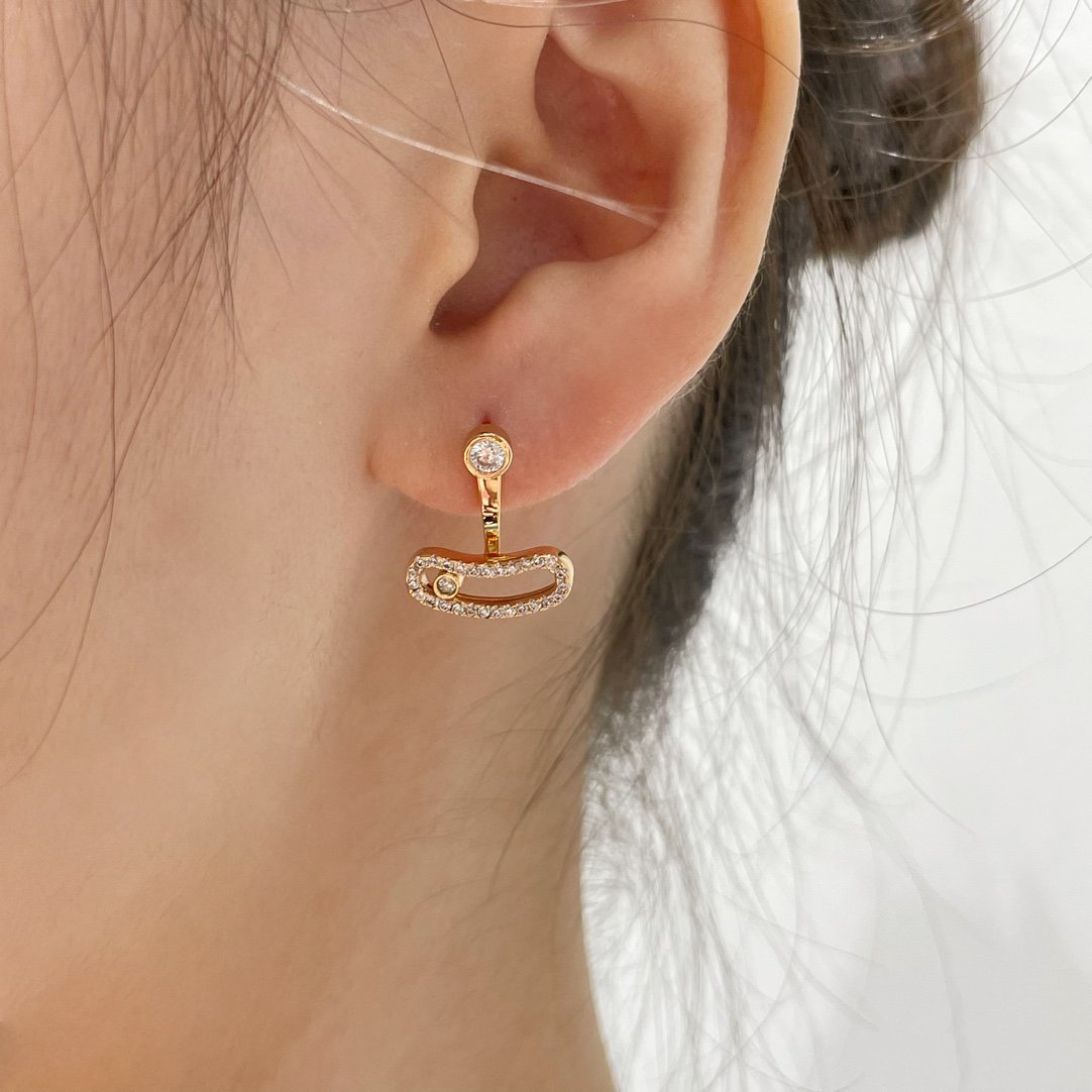 [Mystic ]MOVE UNO PINK GOLD DIAMOND EARRINGS