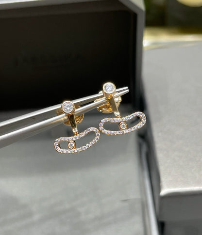 [Mystic ]MOVE UNO PINK GOLD DIAMOND EARRINGS