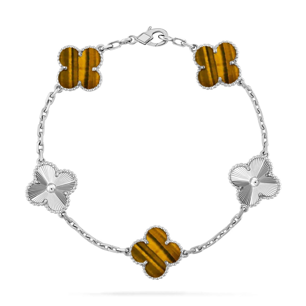 [Mystic] CLOVER 5 MOTIFS TIGER EYE BRACELET COLLECTION