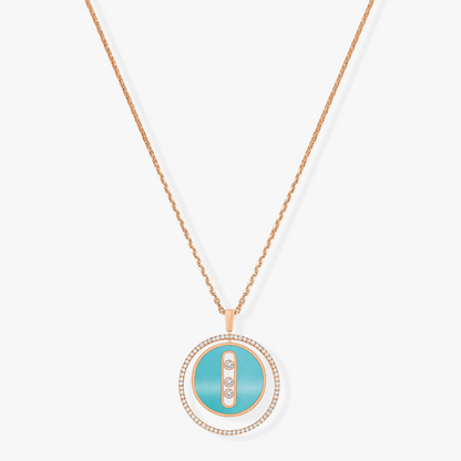 [Mystic ]Mystic MOVE 3 DIAMONDS TURQUOISE PINK GOLD DIAMOND NECKLACE