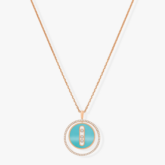 [Mystic ]Mystic MOVE 3 DIAMONDS TURQUOISE PINK GOLD DIAMOND NECKLACE