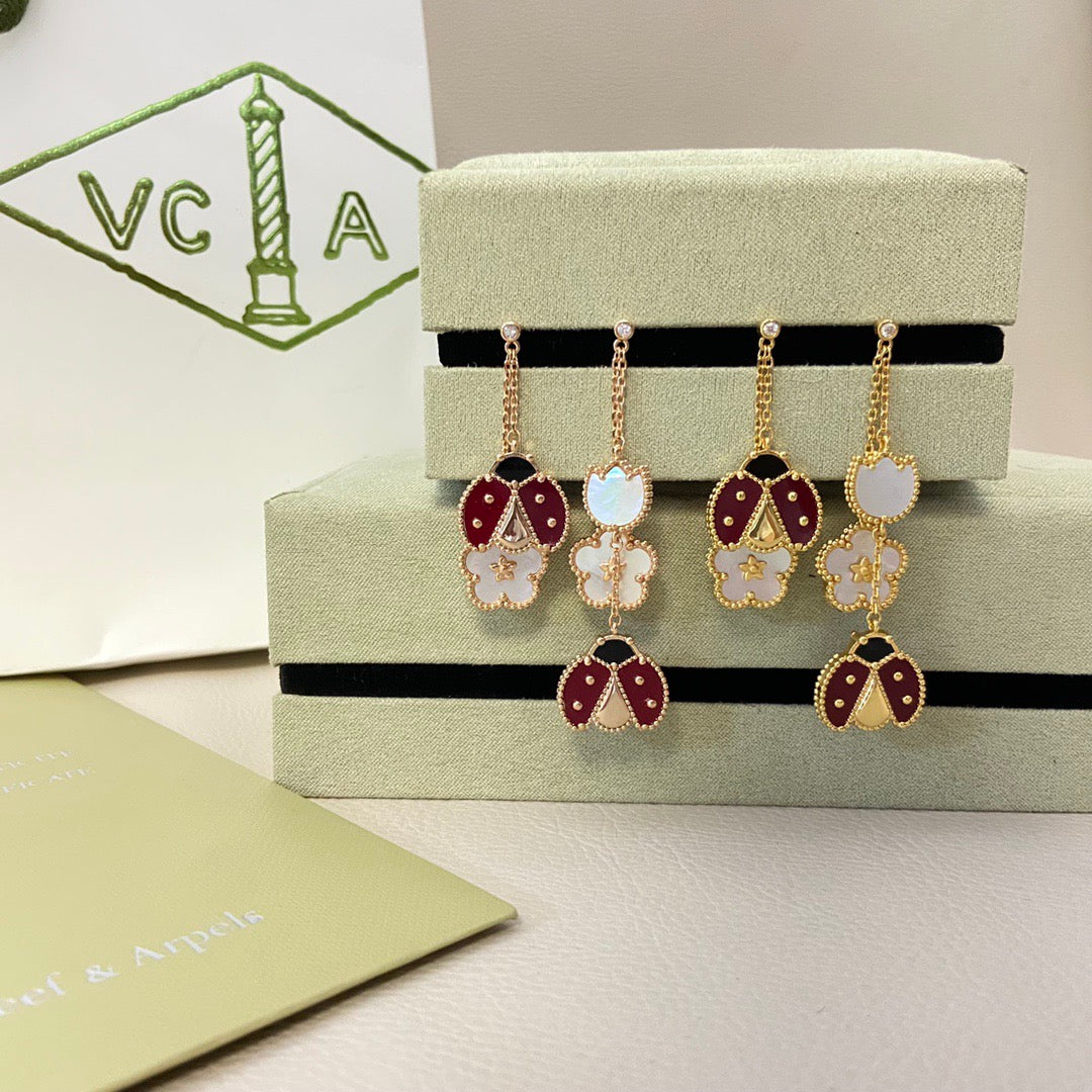 Mysitc LUCKY LADYBUG WHITE MOP EARRINGS