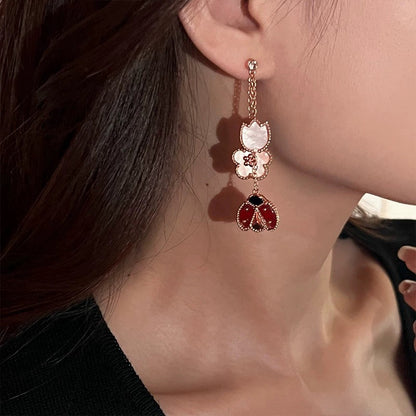 Mysitc LUCKY LADYBUG WHITE MOP EARRINGS