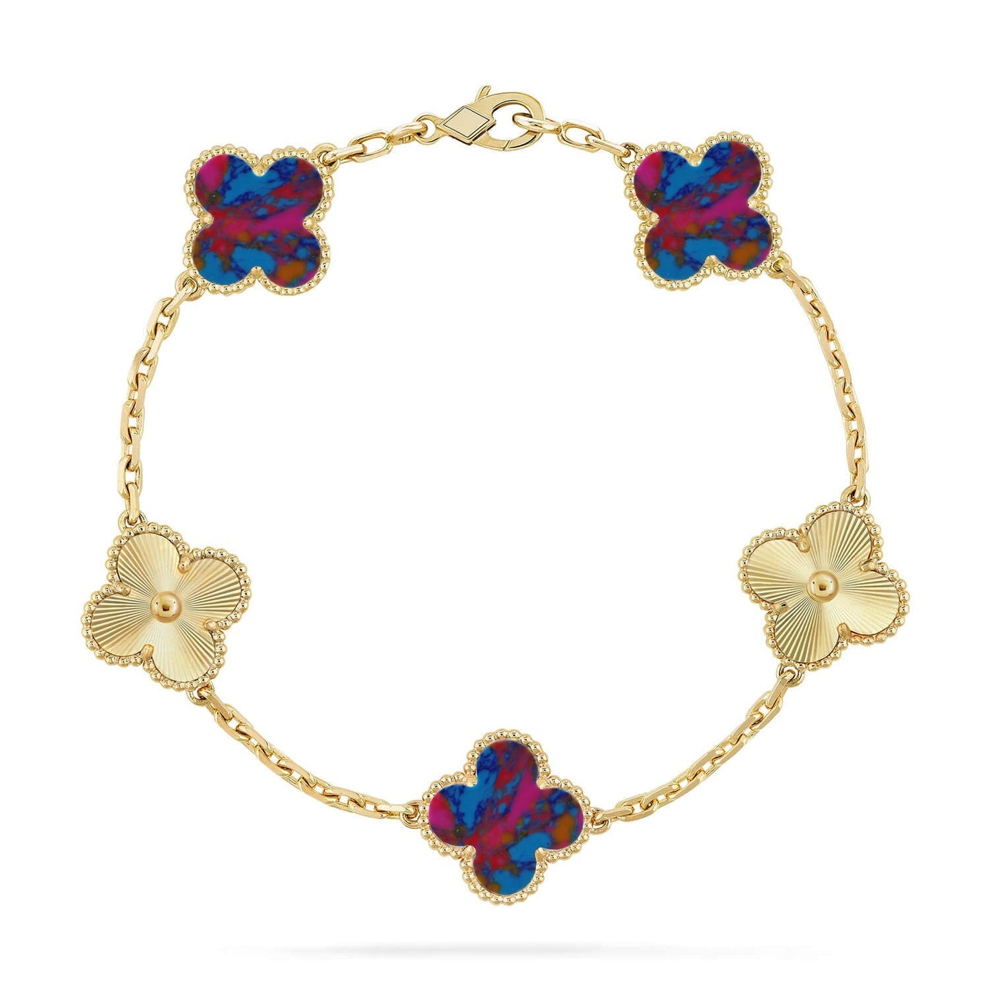 [Mystic]CLOVER 5 MOTIF COLOR GEMSTONES BRACELET COLLECTION