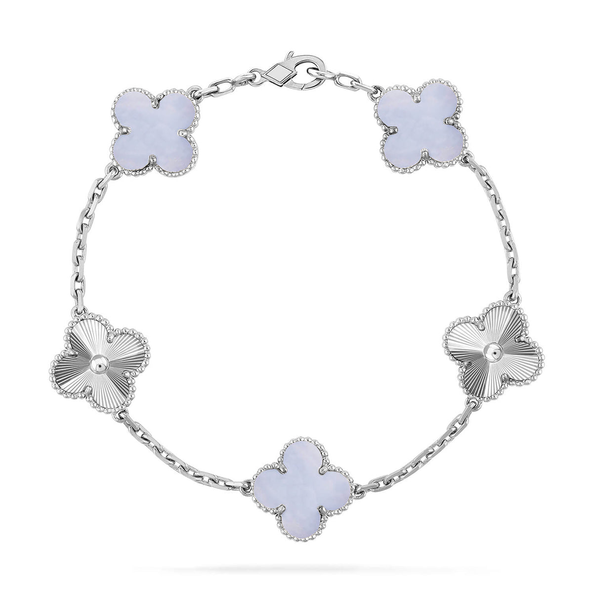 [Mystic] CLOVER 5 MOTIF PURPLE CHALCEDONY BRACELET COLLECTION