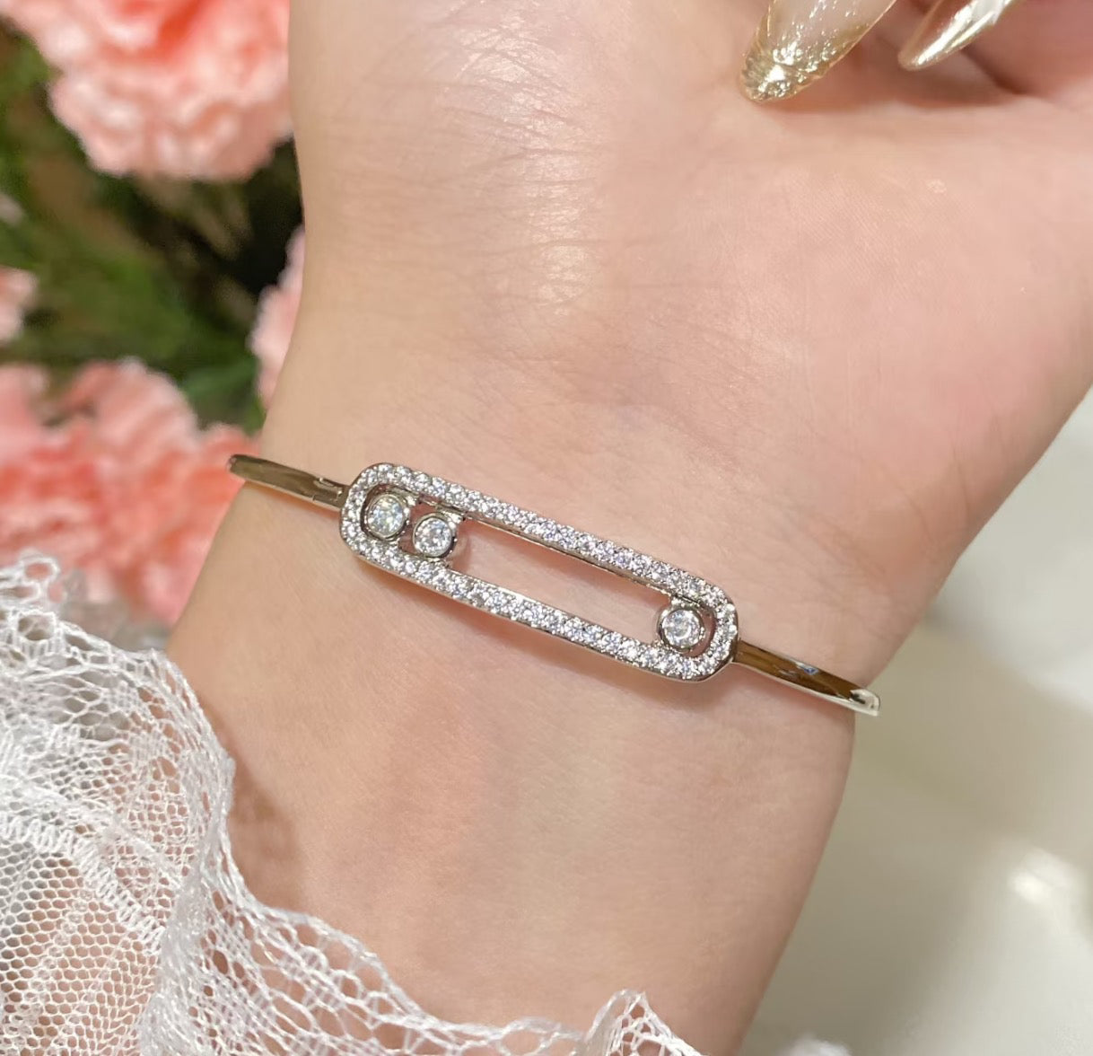 [Mystic ]Move Pavé Diamond Bangle Bracelet M