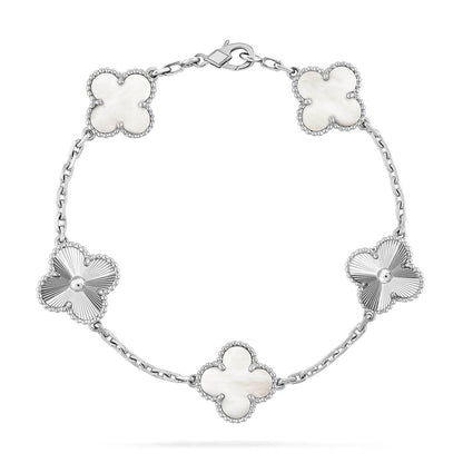 [Mystic]CLOVER WHITE PEARL MOP 5 MOTIF BRACELET COLLECTION