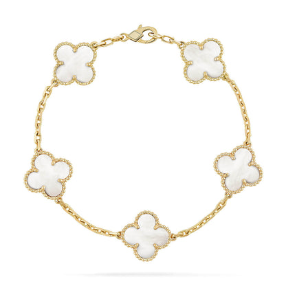 [Mystic]CLOVER WHITE PEARL MOP 5 MOTIF BRACELET COLLECTION