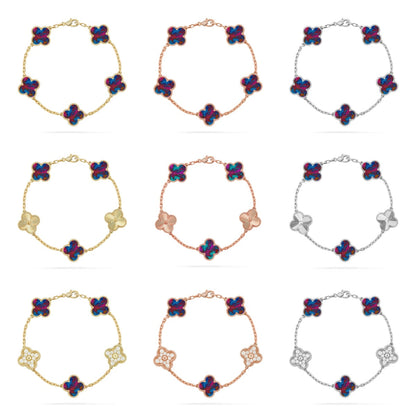 [Mystic]CLOVER 5 MOTIF COLOR GEMSTONES BRACELET COLLECTION