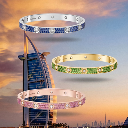 [Mystic ]2026 PAVE GEMSTONE LOVE BRACELET 6.1MM 10 DIAMONDS