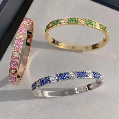 [Mystic ]2026 PAVE GEMSTONE LOVE BRACELET 6.1MM 10 DIAMONDS