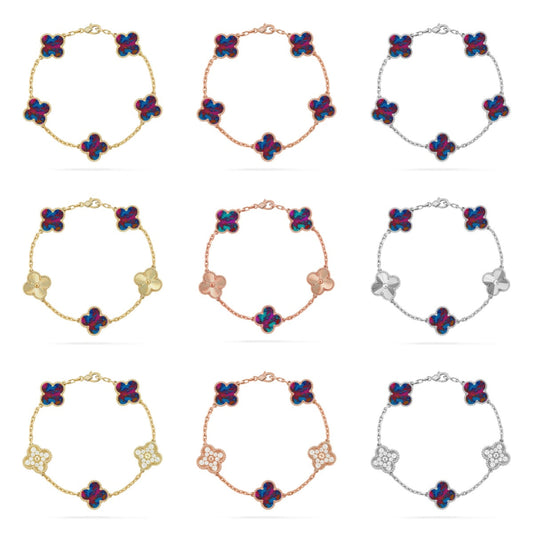 [Mysitc ]New CLOVER 5 MOTIF COLOR GEMSTONES BRACELET COLLECTION