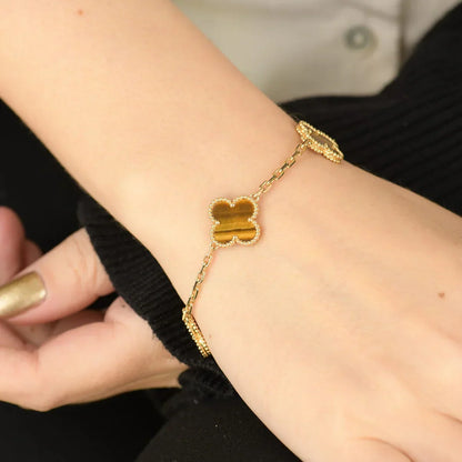 [Mystic] CLOVER 5 MOTIFS TIGER EYE BRACELET COLLECTION