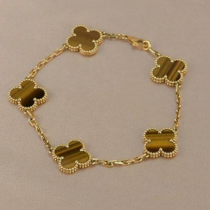 [Mystic] CLOVER 5 MOTIFS TIGER EYE BRACELET COLLECTION