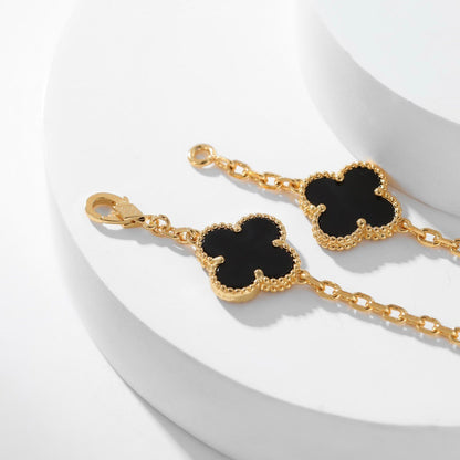 [Mystic]CLOVER 10 MOTIFS ONYX NECKLACE