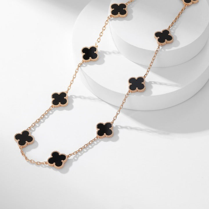 [Mystic]CLOVER 10 MOTIFS ONYX NECKLACE