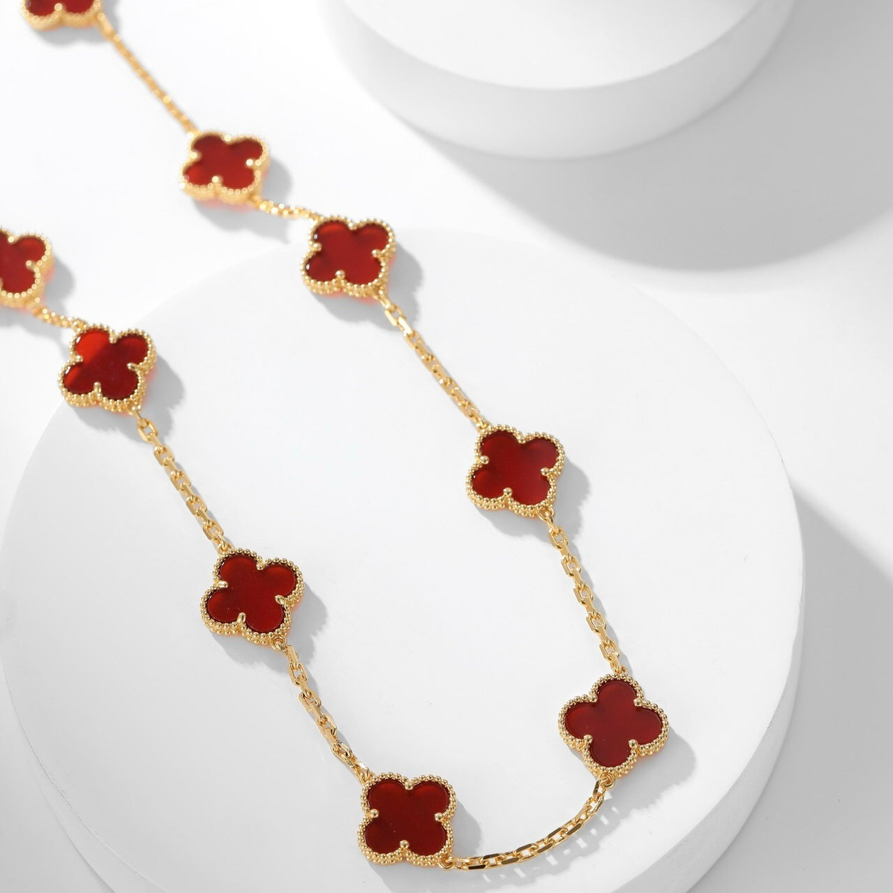 [Mystic]CLOVER 10 MOTIFS CARNELIAN NECKLACE