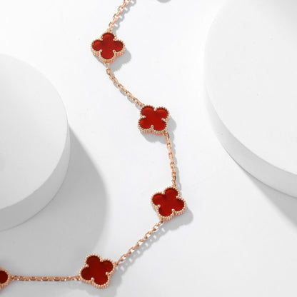 [Mystic]CLOVER 10 MOTIFS CARNELIAN NECKLACE