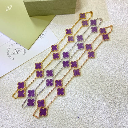Mysitc CLOVER 10 MOTIFS  PURPLE VIOLET  NECKLACE