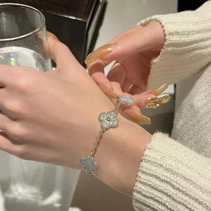 [Mystic] CLOVER 5 MOTIF PURPLE CHALCEDONY BRACELET COLLECTION