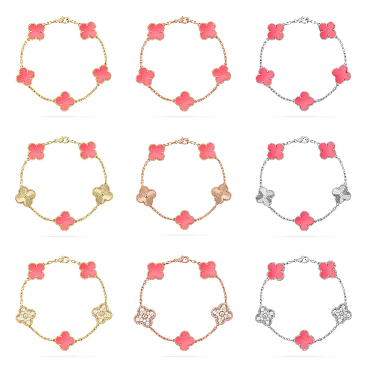 [Mysitc ]New  CLOVER 5 MOTIFS  PINK MOP BRACELET COLLECTION