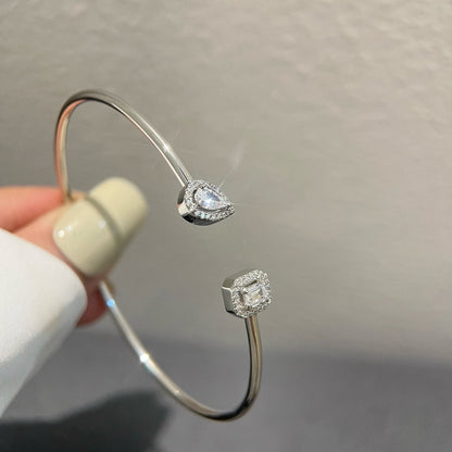 [Mystic ]JONC FLEX MY TWIN TOI & MOI SILVER DIAMOND BRACELET