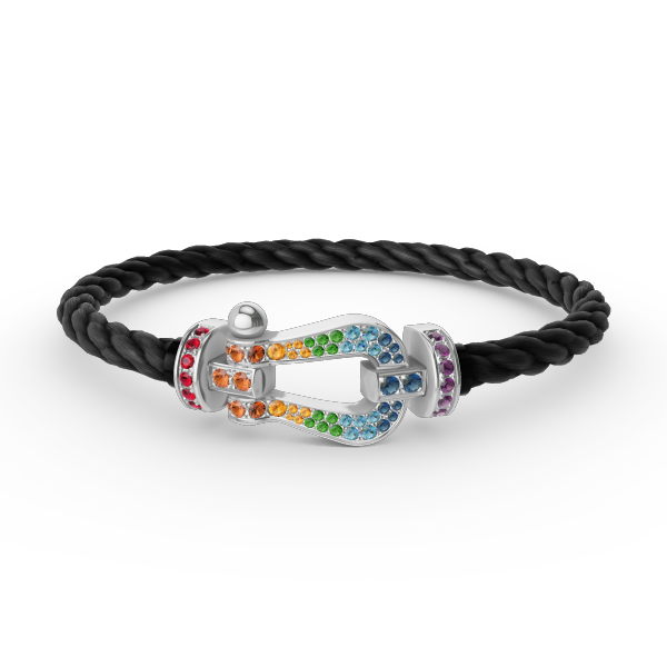 [Mystic]FORC LARGE HORSESHOE  COLORED DIAMOND BRACELET SILVER