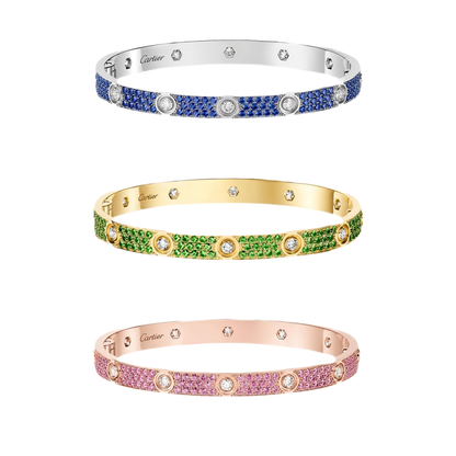 [Mystic ]2026 PAVE GEMSTONE LOVE BRACELET 6.1MM 10 DIAMONDS
