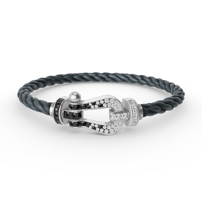 [Mystic]FORCE LARGE HORSESHOE BLACK WHITE DIAMOND BRACELET SILVER