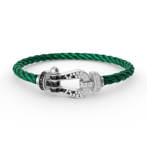 [Mystic]FORCE LARGE HORSESHOE BLACK WHITE DIAMOND BRACELET SILVER
