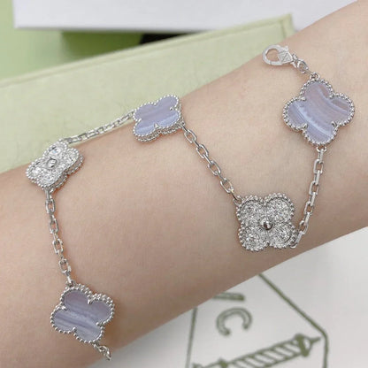 [Mystic] CLOVER 5 MOTIF PURPLE CHALCEDONY BRACELET COLLECTION