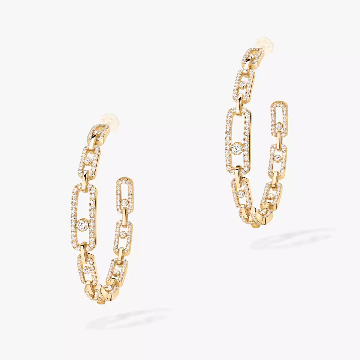 [[Mystic ]Move Link Diamond Hoop Earrings