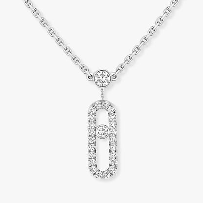 [Mystic ]2 Rows Rose Gold Diamond Pave_ Necklace Move Uno