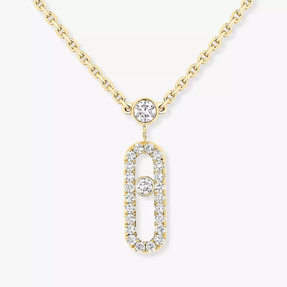 [Mystic ]2 Rows Rose Gold Diamond Pave_ Necklace Move Uno