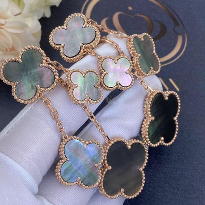 [Mystic]CLOVER EARRINGS DARK MOP 4 MOTIFS ROSE GOLD