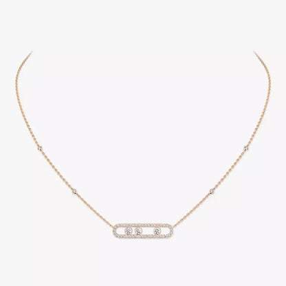 [Mystic ] Move Pave_ Rose Gold Diamond Necklace